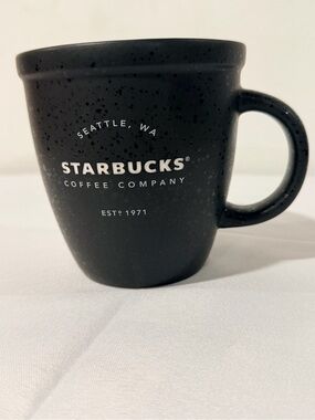 Starbucks Matte Black Speckled Ceramic Mug Seattle WA EST 1971